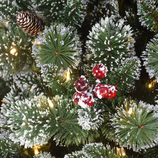 6.5ft. Pre-Lit Snowy Valley Pine Artificial Christmas Tree, Warm White LED Lights